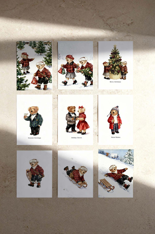 Ralph Lauren–Inspired Christmas Bear Art Collection – 9-Print Holiday Wall Decor Bundle