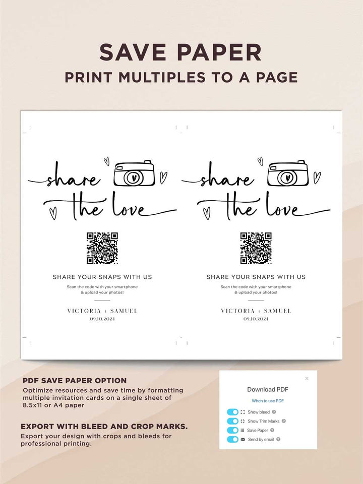 Share the Love QR Code Wedding Photo Sign