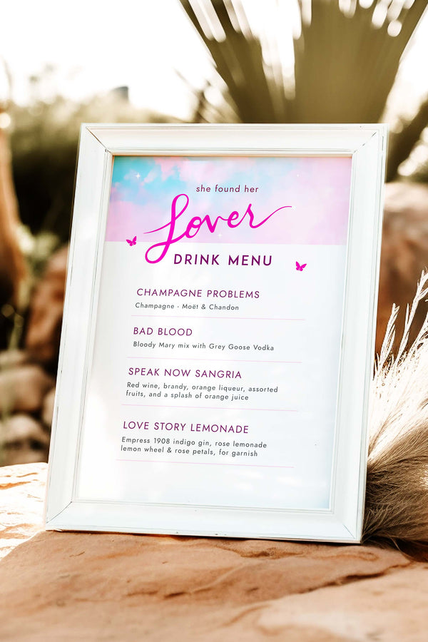 She Found Her Lover Drink Menu Table Sign - Vowpaperie