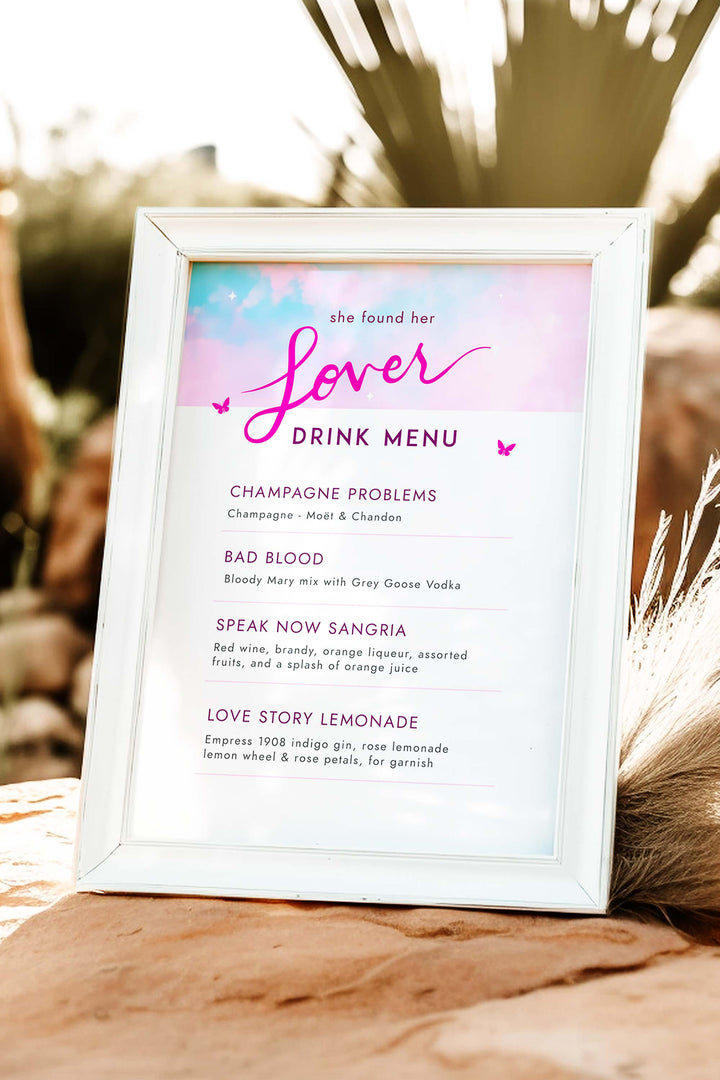 She Found Her Lover Drink Menu Table Sign - Vowpaperie