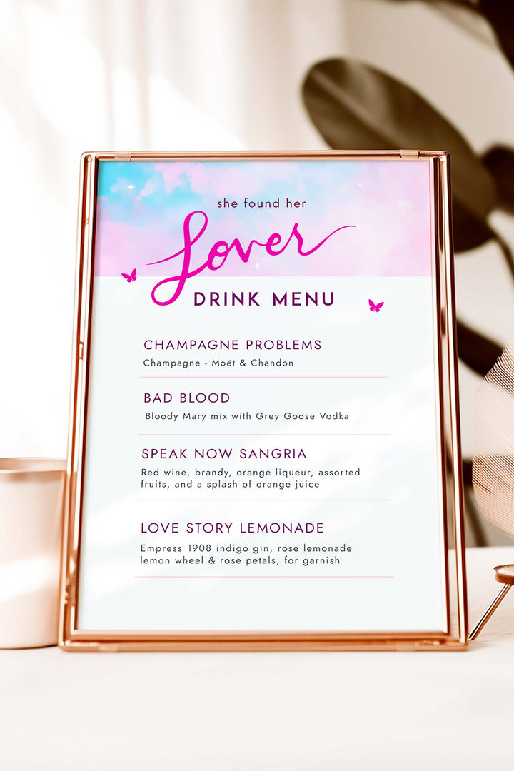 She Found Her Lover Drink Menu Table Sign - Vowpaperie