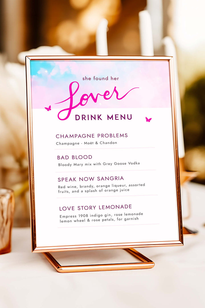 She Found Her Lover Drink Menu Table Sign - Vowpaperie