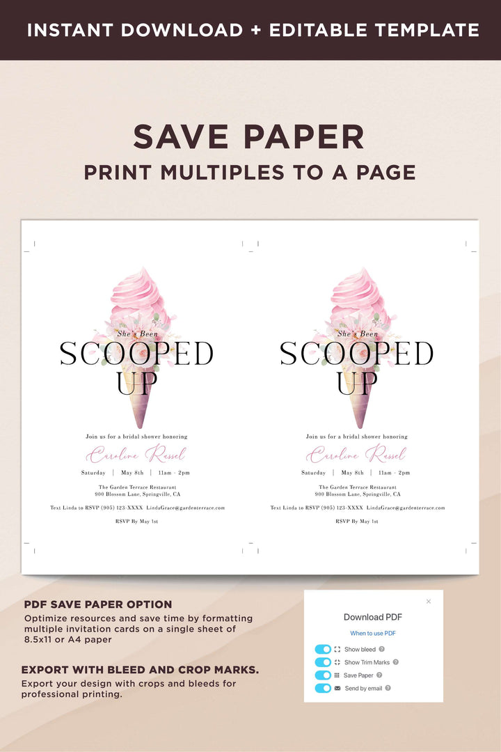 She has been Scooped up Ice cream Bridal Shower Invitation - Vowpaperie