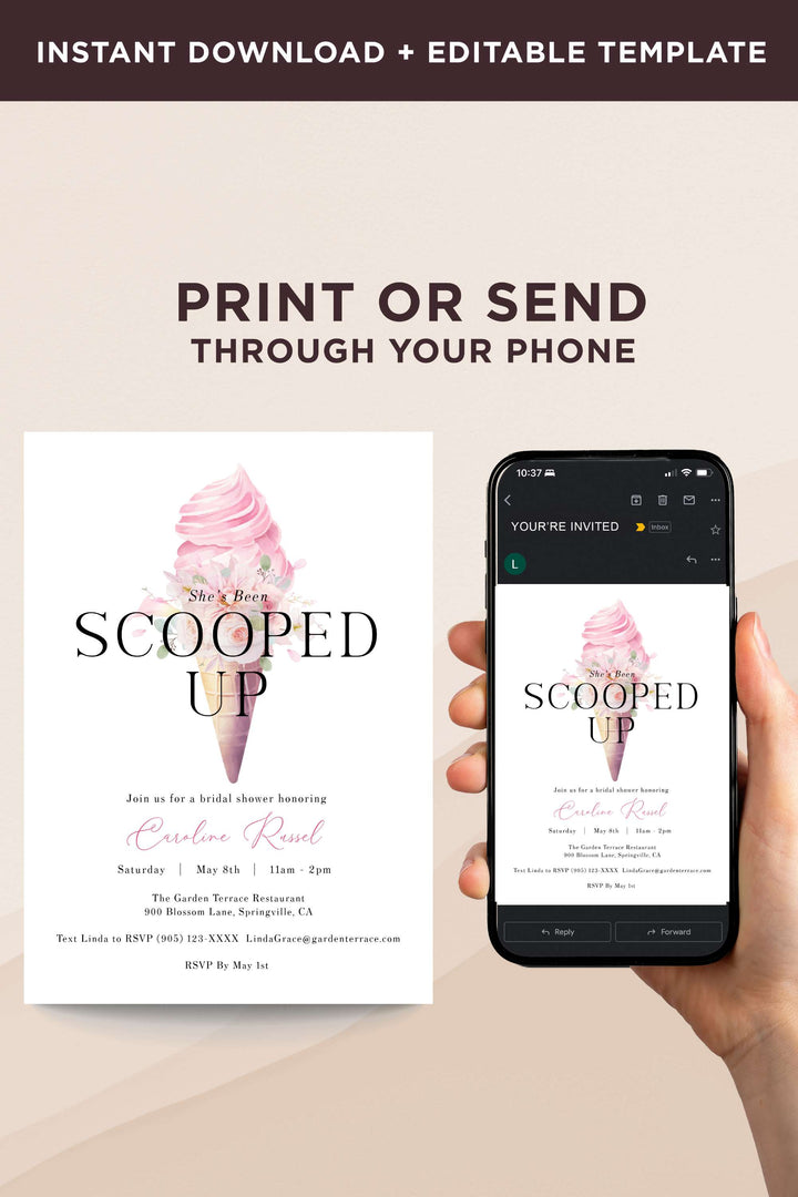 She has been Scooped up Ice cream Bridal Shower Invitation - Vowpaperie