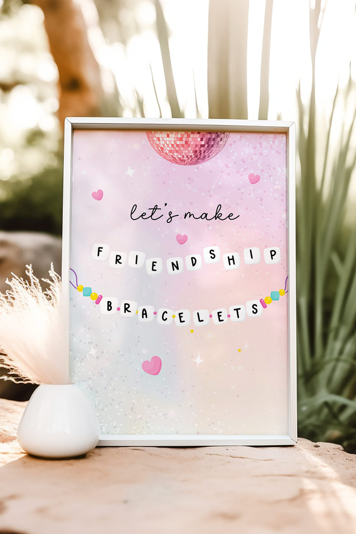 In My Birthday Era Birthday - Let's Make Friendship Bracelets Table Sign - Vowpaperie