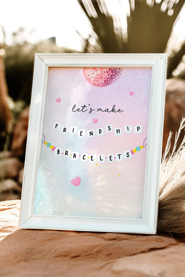 In My Birthday Era Birthday - Let's Make Friendship Bracelets Table Sign - Vowpaperie