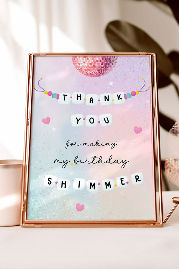 In My Birthday Era Birthday - Thank You for Making My Party Shimmer Table Sign - Vowpaperie