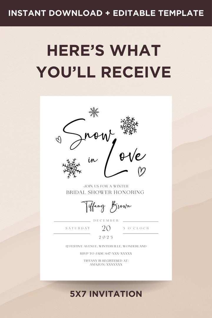 Celebrate the bride-to-be with our Winter Bridal Shower Invitation from the Snow in Love collection