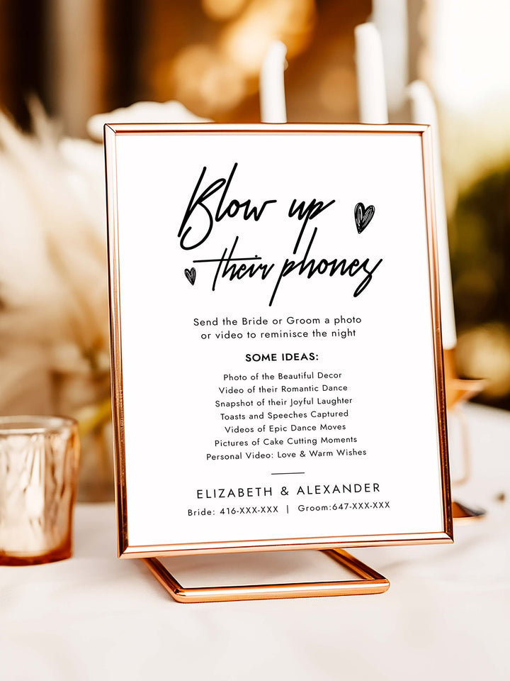 Blow Up Their Phone Wedding Table Sign - The Elizabeth Collection -