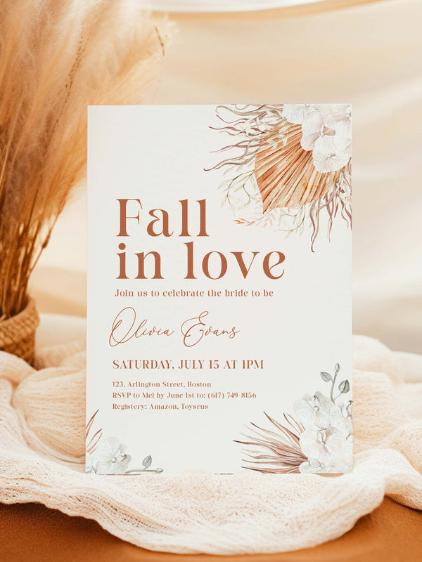 Boho Fall in Love Bridal Shower Invitation - Wedding invitation