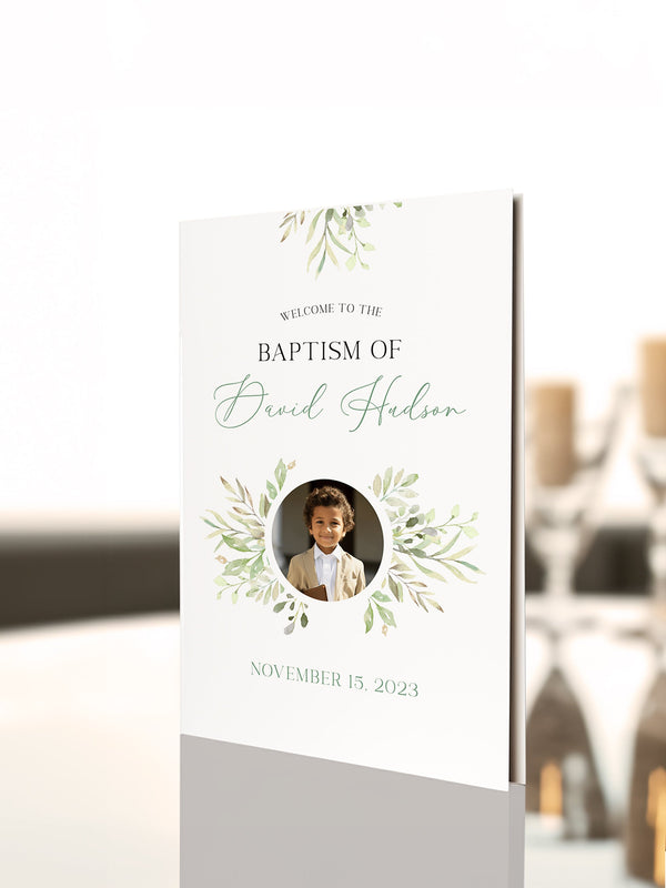 Greenery LDS Baptism Program - Customizable Template for Boys and Girls -