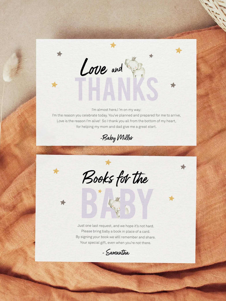 Hello Baby Elephant Baby Shower Invitation Set with a gender-neutral terracotta theme