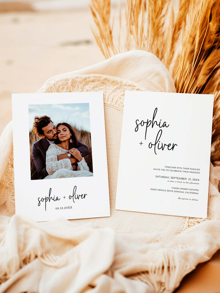 Minimalist Wedding Invitation with Photo - Sophia Collection -