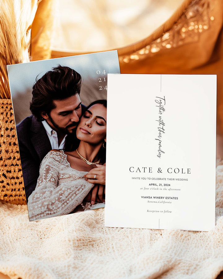 Minimalistic Photo Wedding Invitation - Cate Collection - Wedding invitation