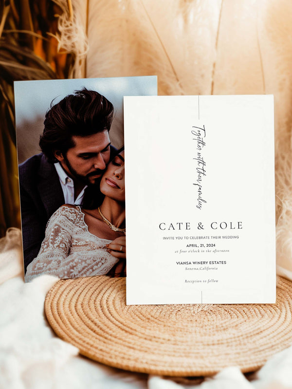 Minimalistic Photo Wedding Invitation - Cate Collection - Wedding invitation