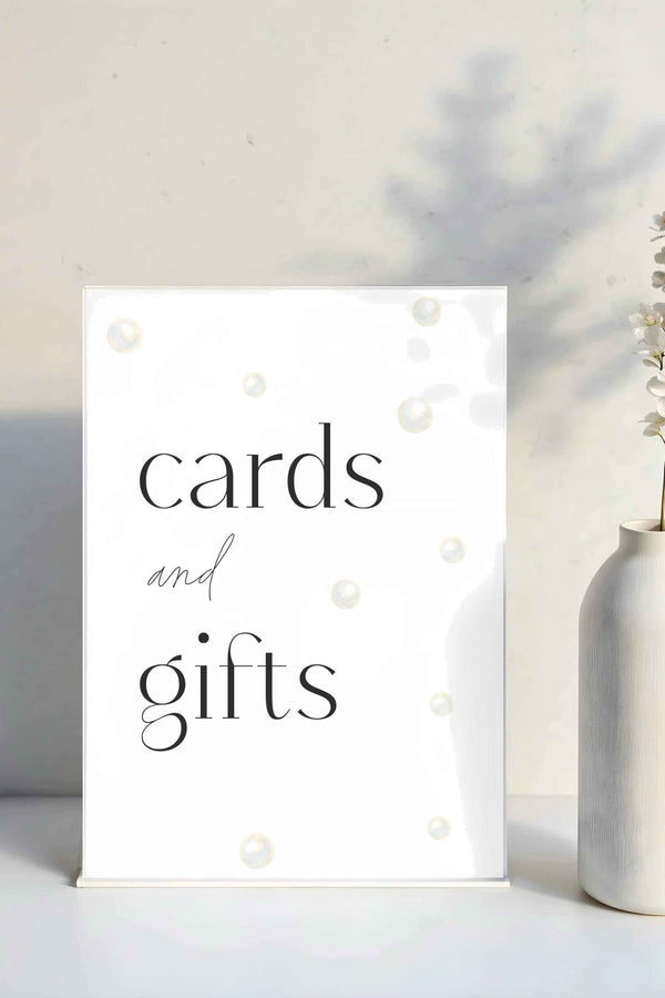 Pearls and Prosecco Bridal Shower – Cards and Gifts Sign