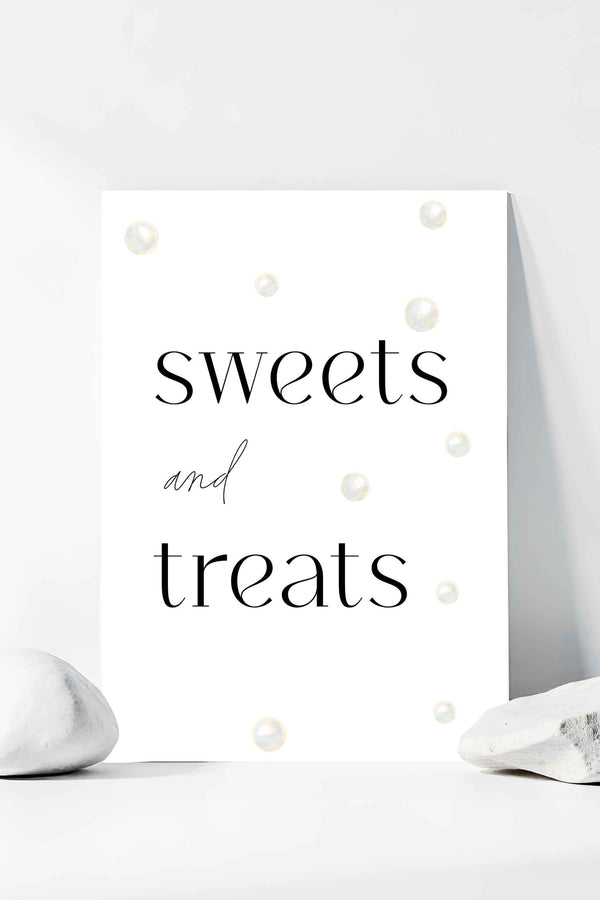 Printable Pearls and Prosecco bridal shower sweet treat sign modern