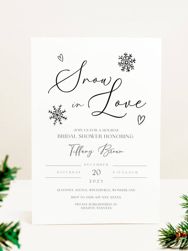 Snowflake Bridal Shower Invitation - Snow in love - Vowpaperie