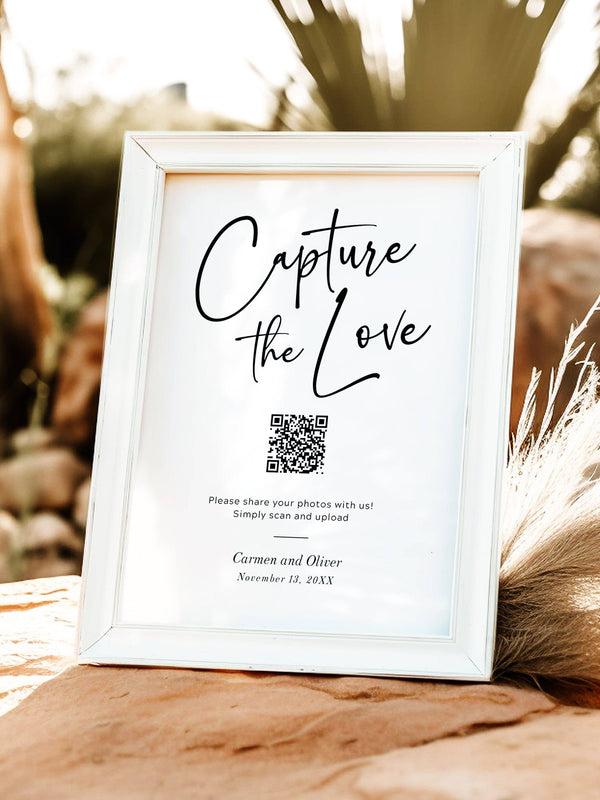 Capture The Love QR Code Wedding Table Sign - The Carmen Collection