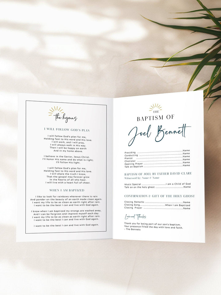 LDS Baptism Program: Customizable Template for Boys – Vowpaperie
