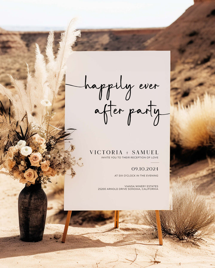 Minimalist Happily Ever After Reception Sign - The Victoria Collection - Vowpaperie