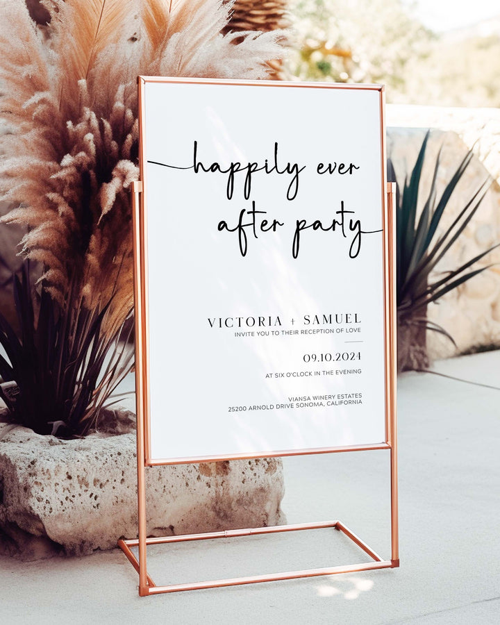 Minimalist Happily Ever After Reception Sign - The Victoria Collection - Vowpaperie