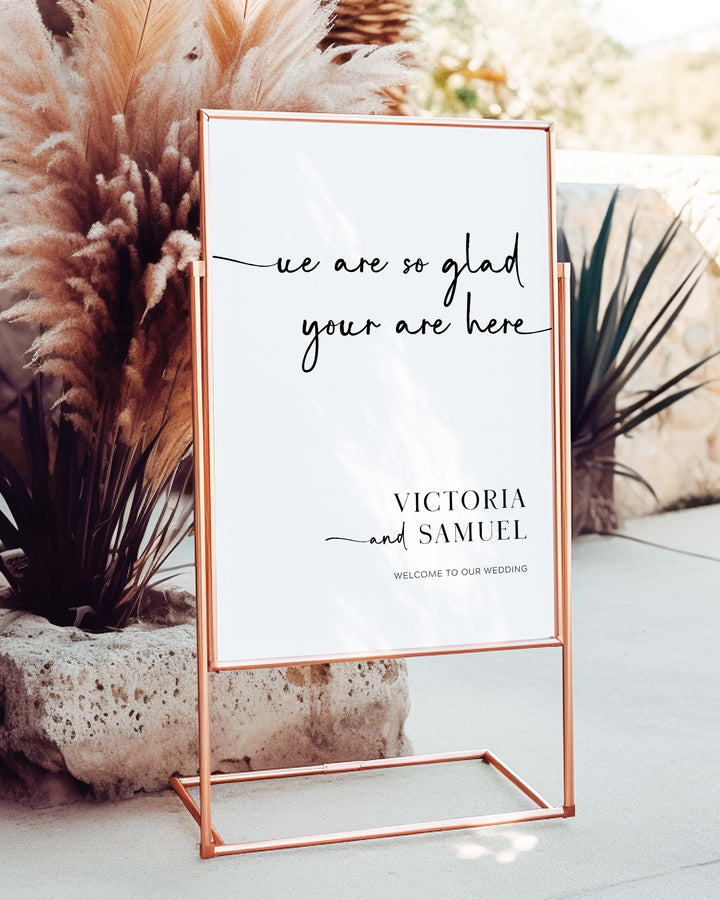 Minimalist Welcome Wedding Sign - We are so glad your here - Victoria Collection - Vowpaperie
