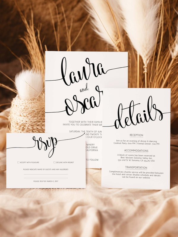 Modern Black & White Wedding Suite - Laura Collection - Vowpaperie
