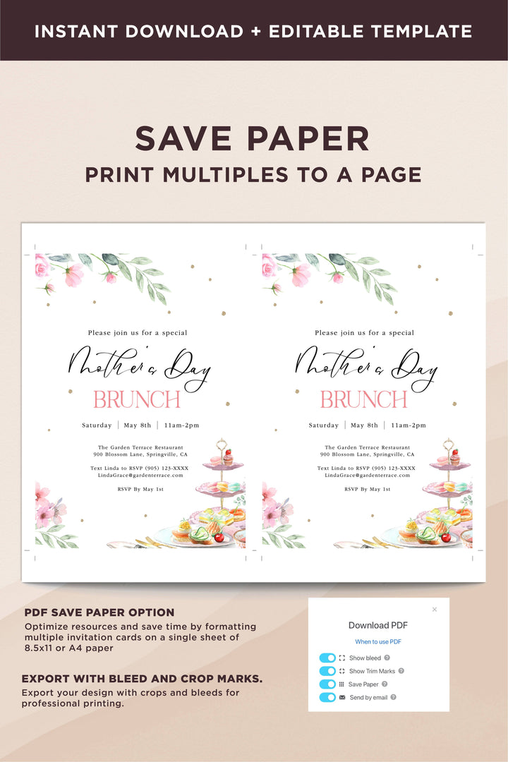 Mother's Day Brunch Invitation - Vowpaperie