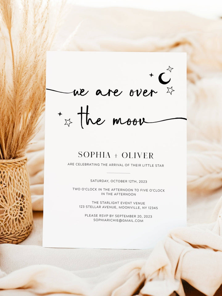 Over the Moon Baby Shower Invitation Bundle - Over the Moon Collection - Vowpaperie