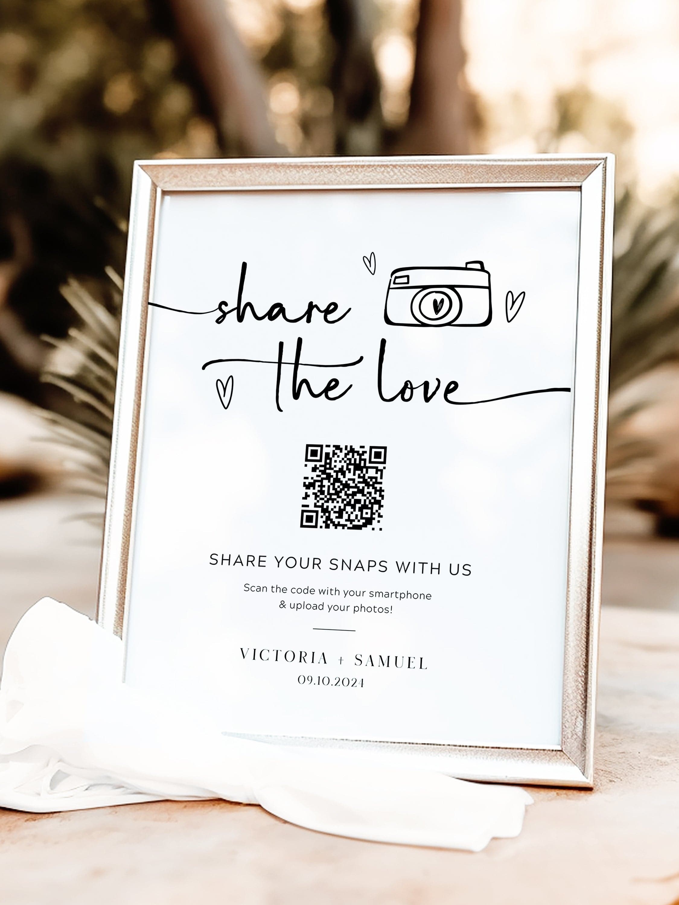 Share the Love QR Code Wedding Photo Table Sign – Vowpaperie