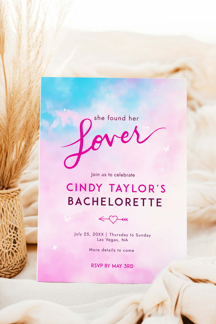 She Found Her Lover Bachelorette Invitation+ itinerary Bundle - Vowpaperie