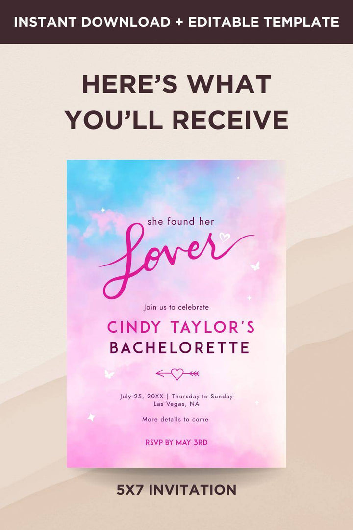 She Found Her Lover Bachelorette Invitation+ itinerary Bundle - Vowpaperie