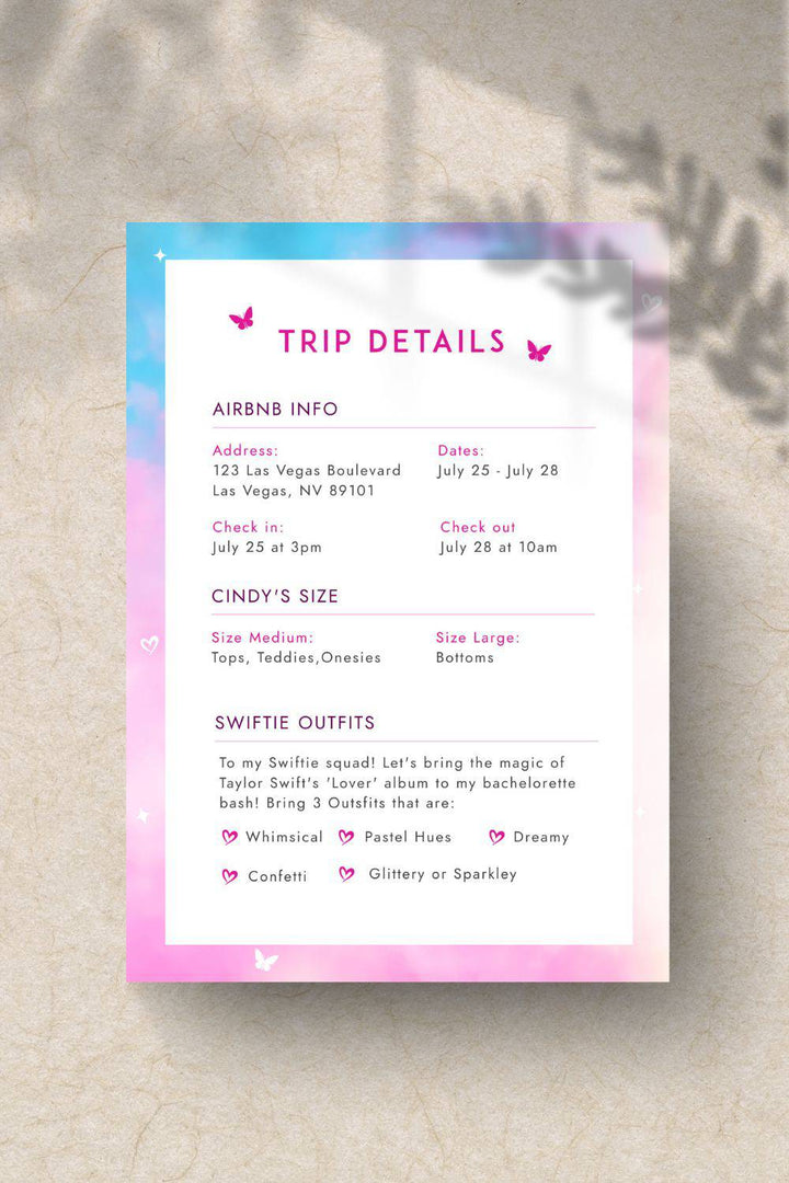 She Found Her Lover Bachelorette Itinerary - Vowpaperie