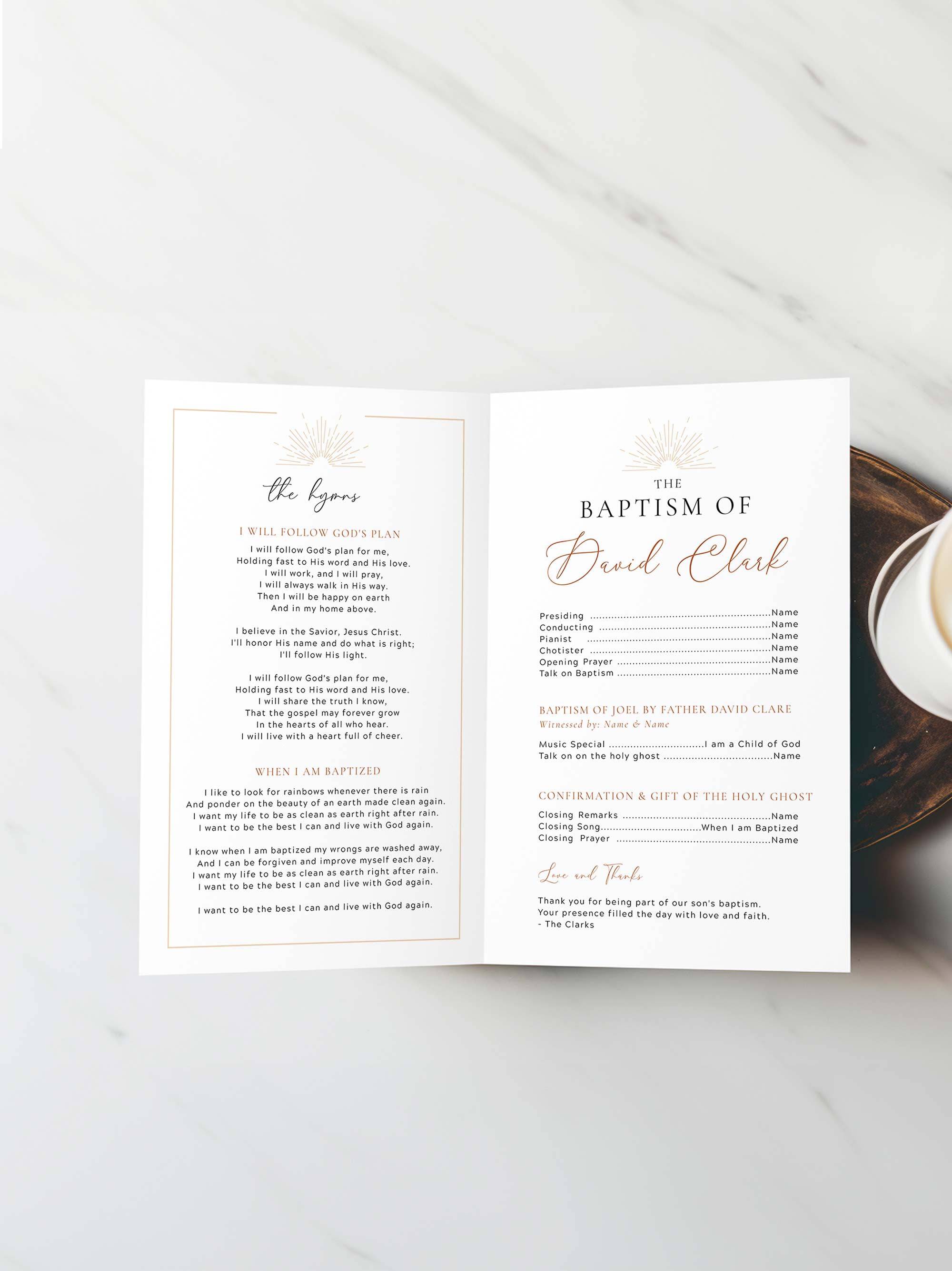 Custom LDS Baptism Program Template for Twins, Boys and Girls – Vowpaperie