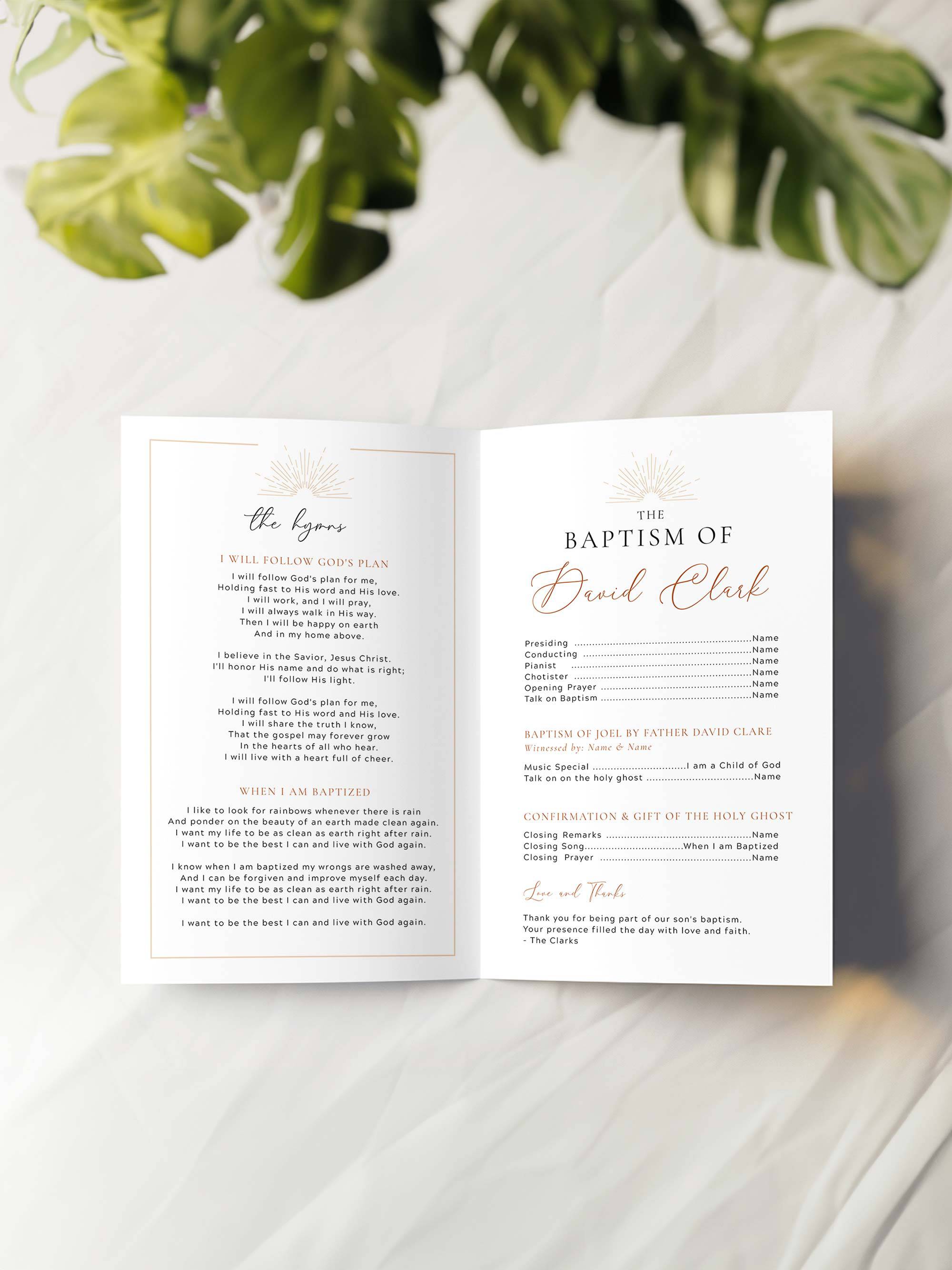 Custom LDS Baptism Program Template for Twins, Boys and Girls – Vowpaperie