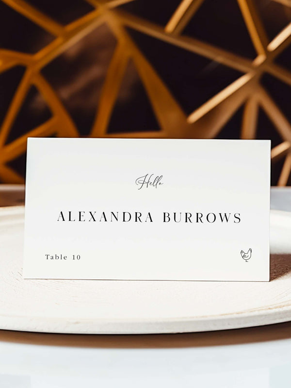 Wedding Name Place Cards, Meal Choice Wedding Place Cards Set15 - Vowpaperie