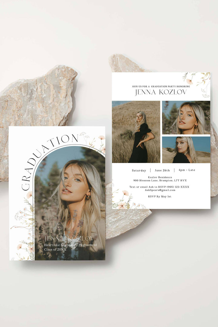 Wild Flower Senior announcement Card, Graduation Party Invitation Wild Flower Senior announcement Card, Graduation Party Invitation