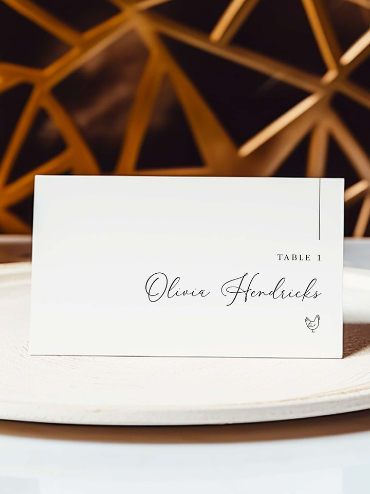 Wedding name place cards, Meal Choice Wedding Place Cards - Style 01 - Olivia Collection - Vowpaperie