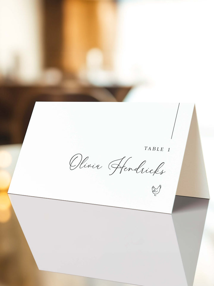 Wedding name place cards, Meal Choice Wedding Place Cards - Style 01 - Olivia Collection - Vowpaperie