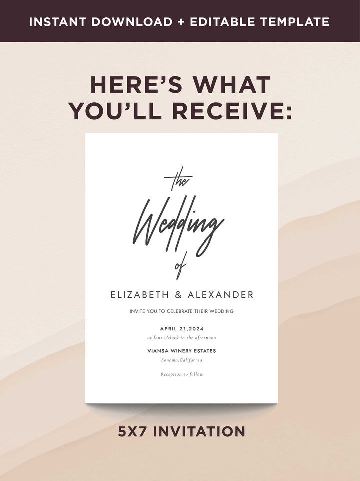 Modern Wedding Invitation - Elizabeth Collection - Vowpaperie