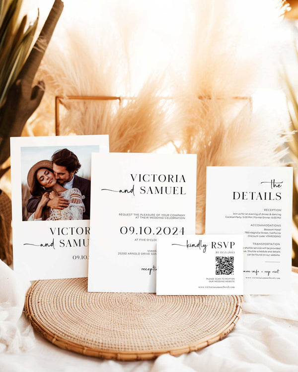 Minimalist Modern Wedding Suite, Editable Photo Template - Victoria Collection