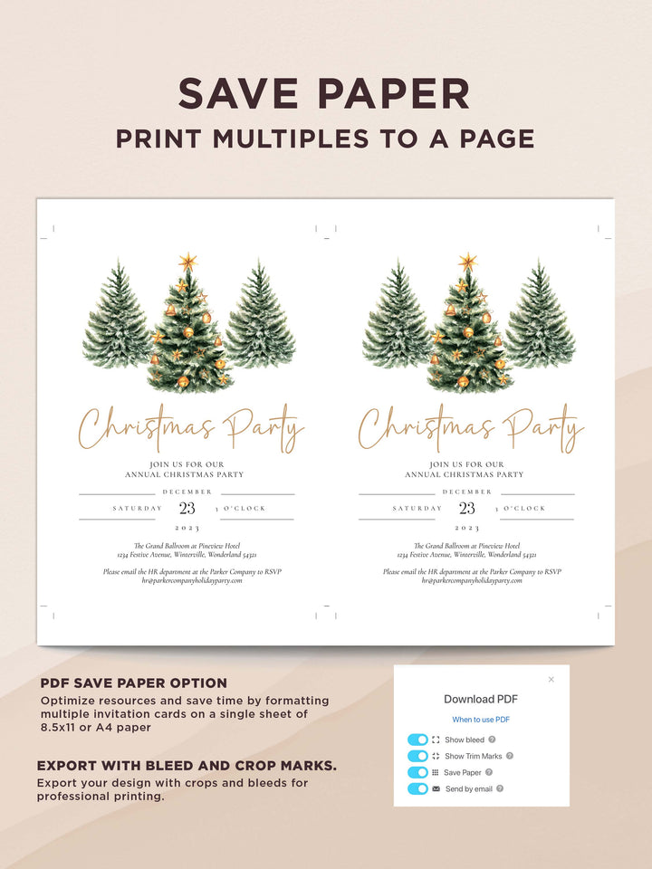 Christmas Tree Holiday Party Invitation with a festive tree design