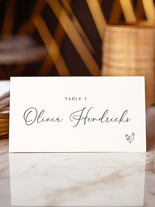 Meal Choice Wedding Place Cards