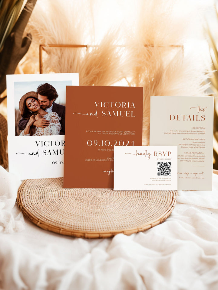 Terracotta Minimalist Wedding Suite - Victoria collection - Wedding invitation Suites